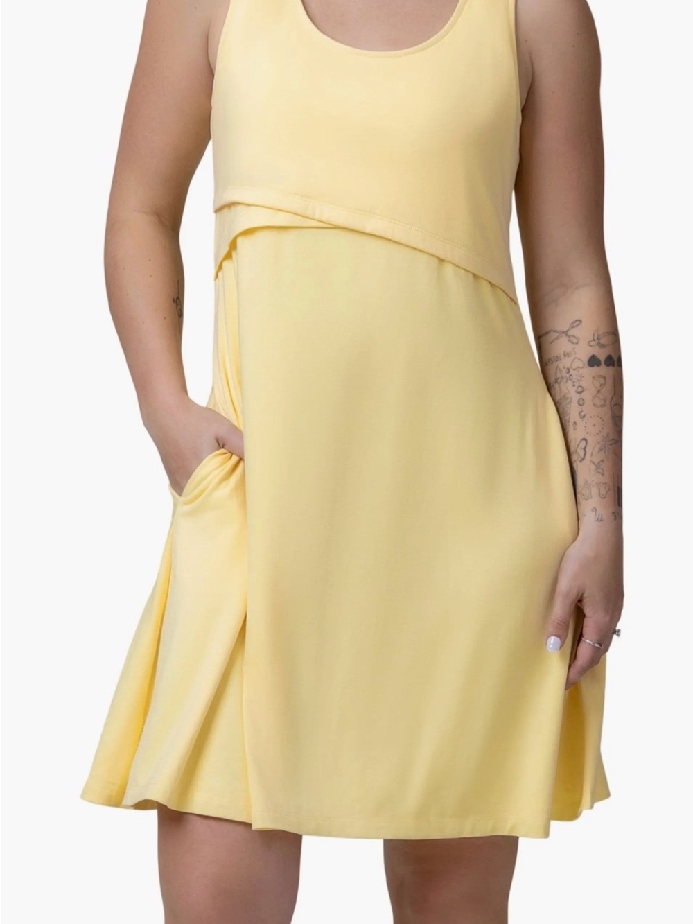 Kindred Bravely Penelope Crossover Nursing Dress Butter Yellow Medium